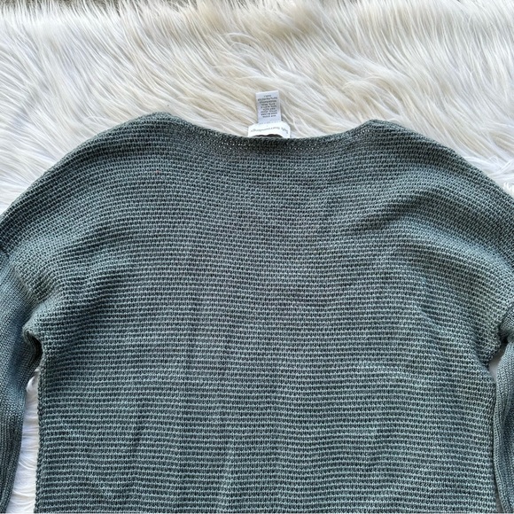 NWOT soft surroundings teal gray blue knit ruffle trim tunic sweater scoop neck - Picture 9 of 9